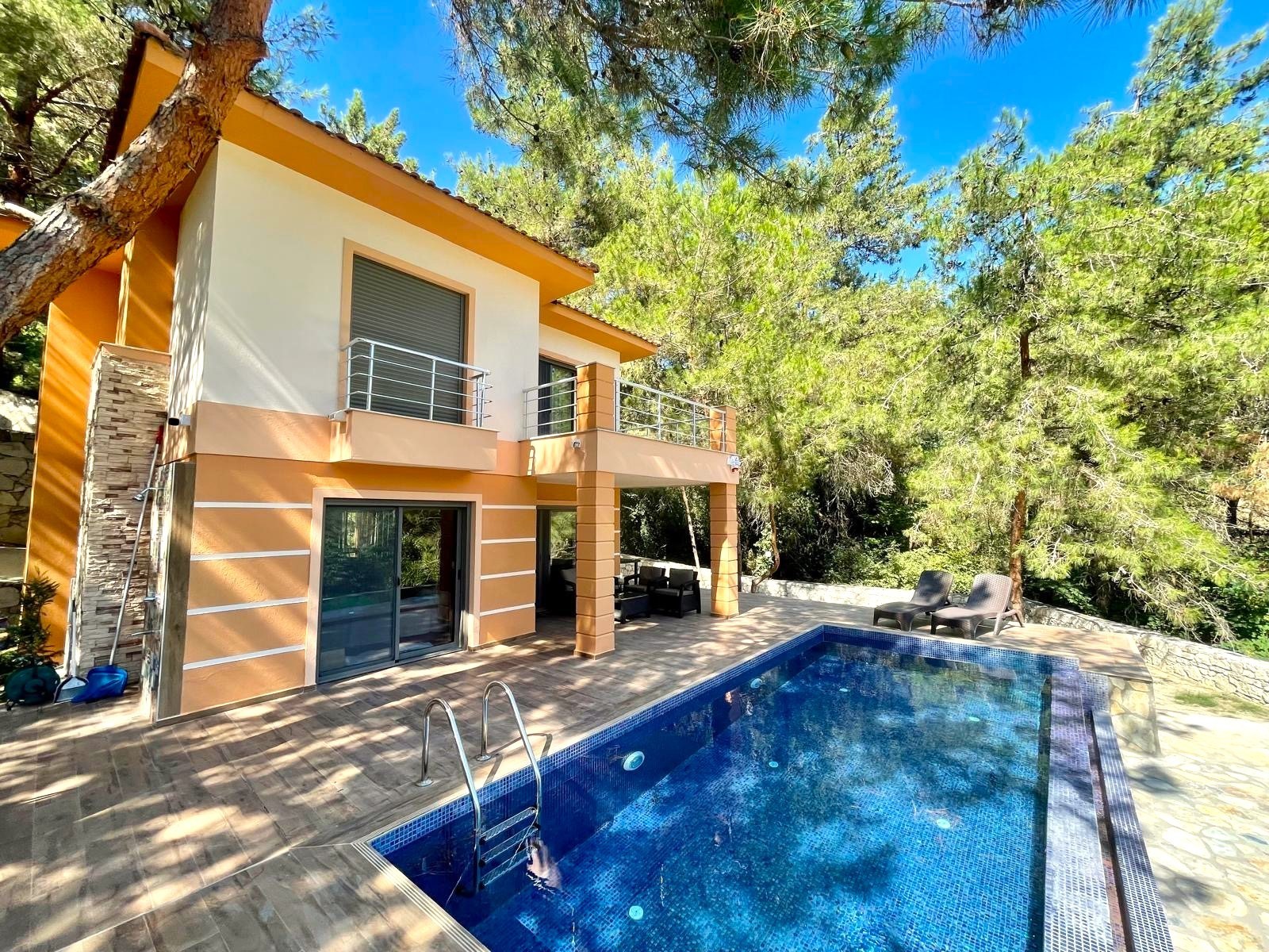 Furnished Villa for Sale in Sogucak with Forest View and Detached Pool
