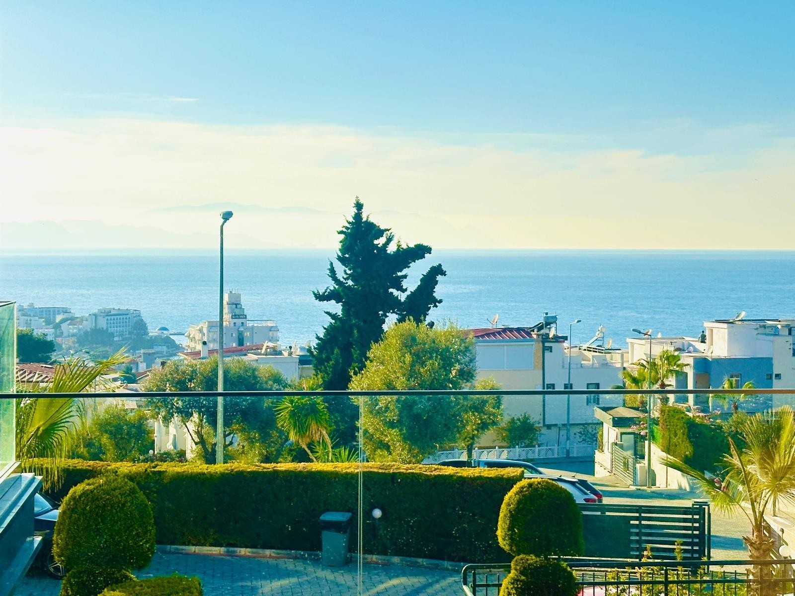 For sale: a two-room residence apartment with a full sea view in Kuşadası.