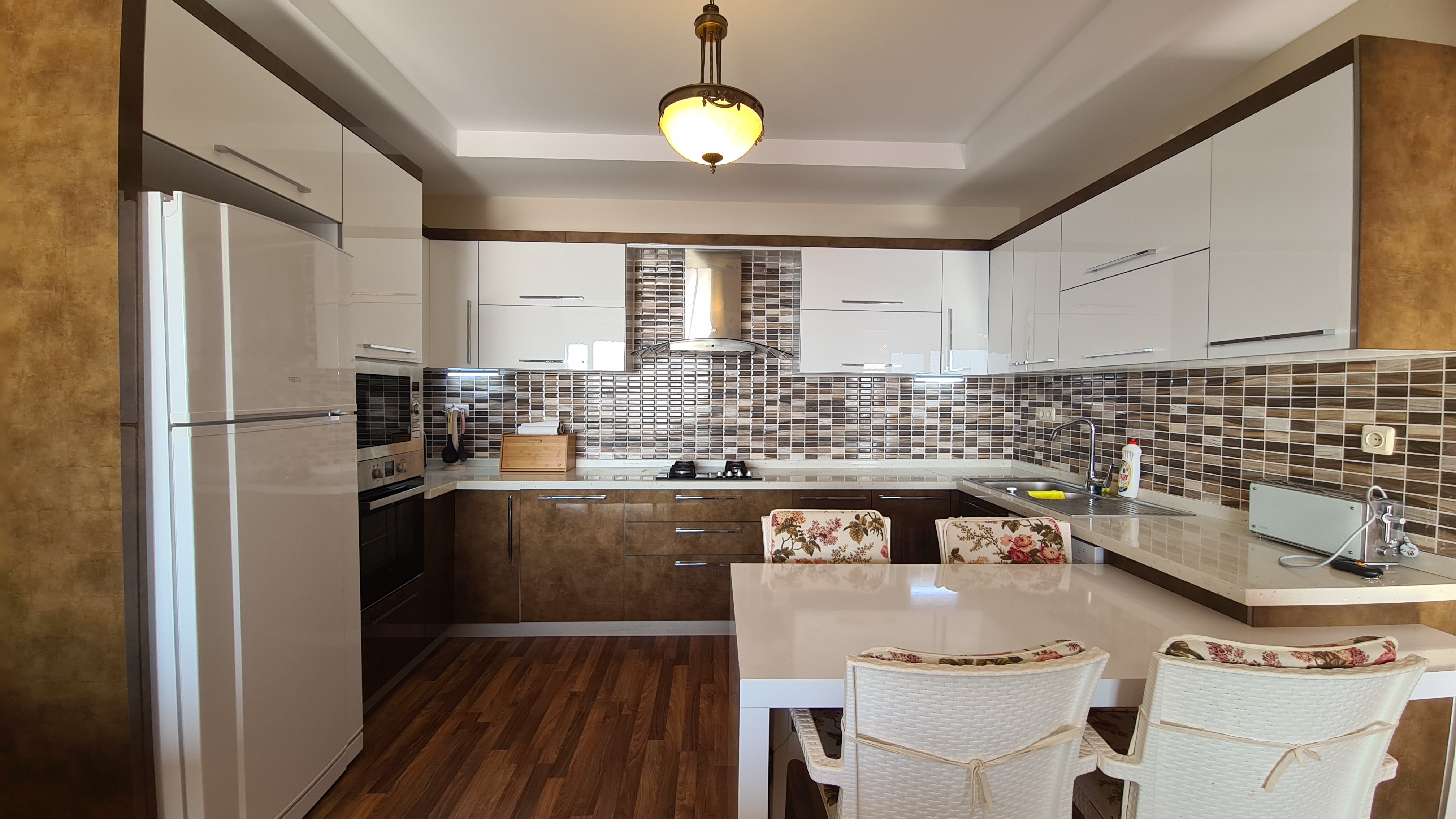 Fully furnished 3+1 flat with full sea view in the Aegean neighborhood