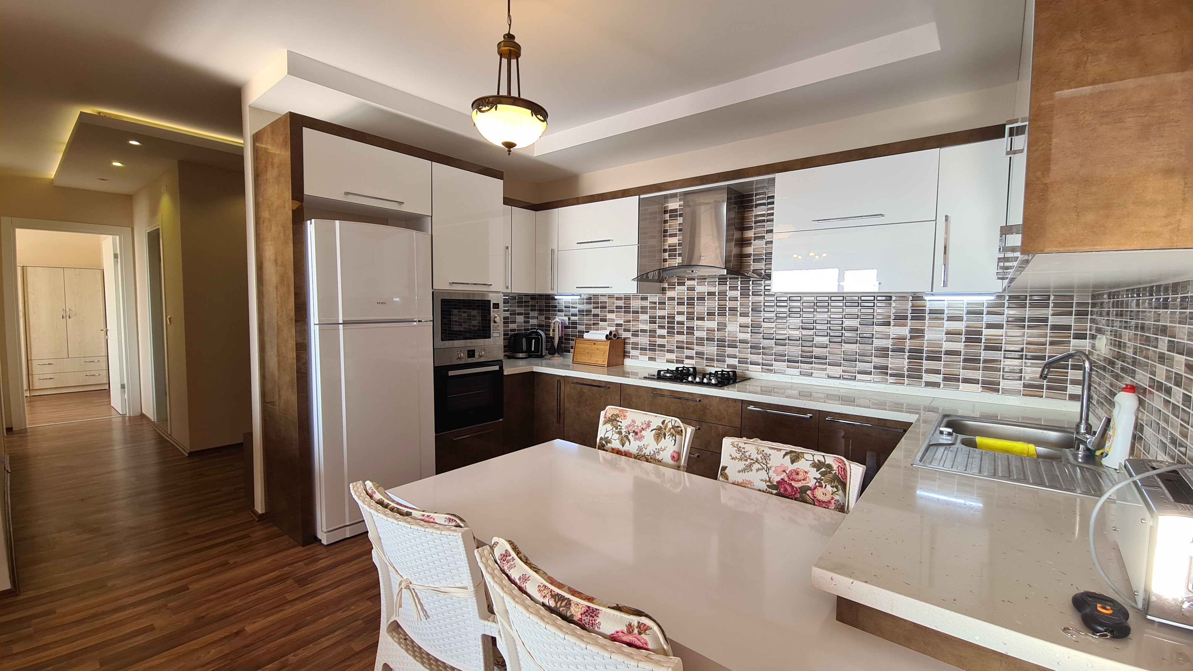 Fully furnished 3+1 flat with full sea view in the Aegean neighborhood