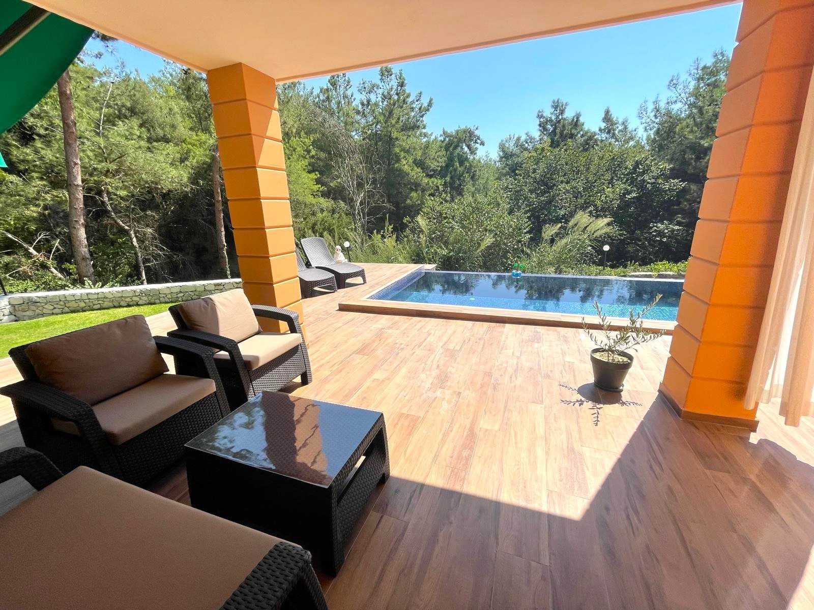 Furnished Villa for Sale in Sogucak with Forest View and Detached Pool