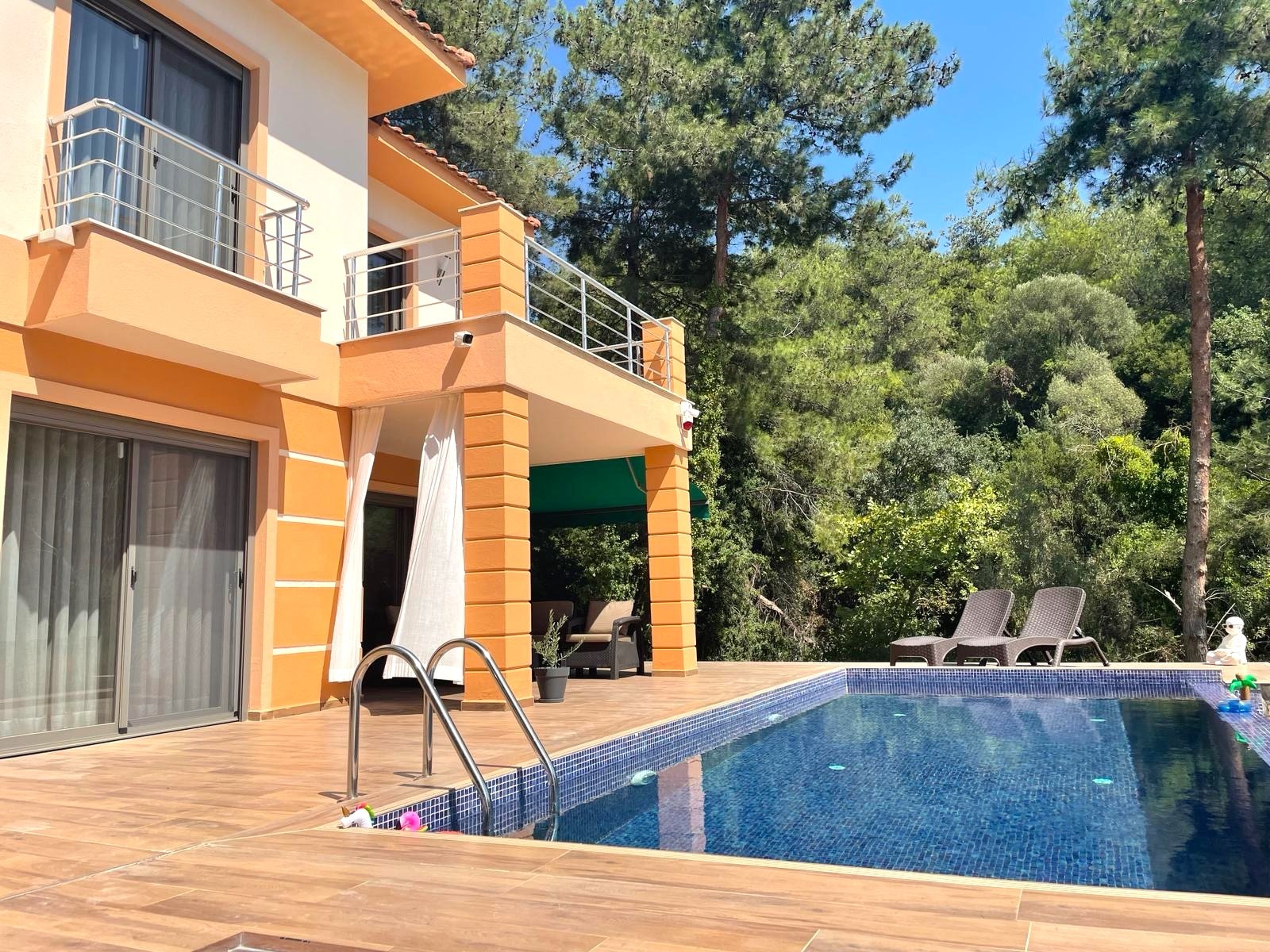 Furnished Villa for Sale in Sogucak with Forest View and Detached Pool