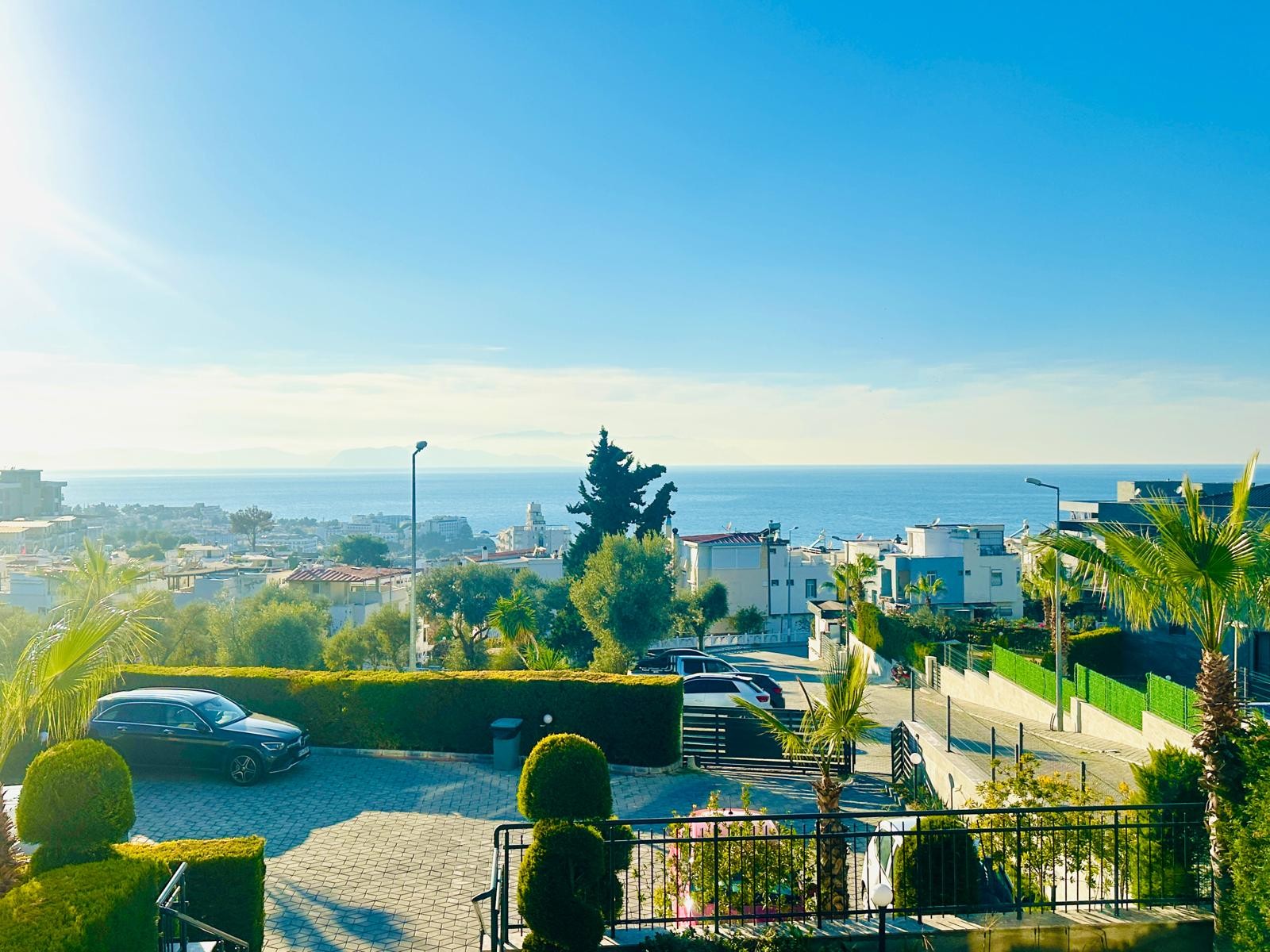 For sale: a two-room residence apartment with a full sea view in Kuşadası.